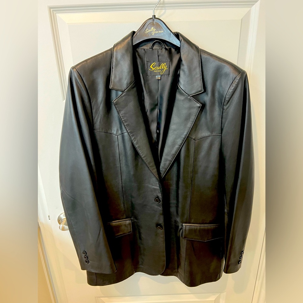 Scully Black Leather Blazer Jacket